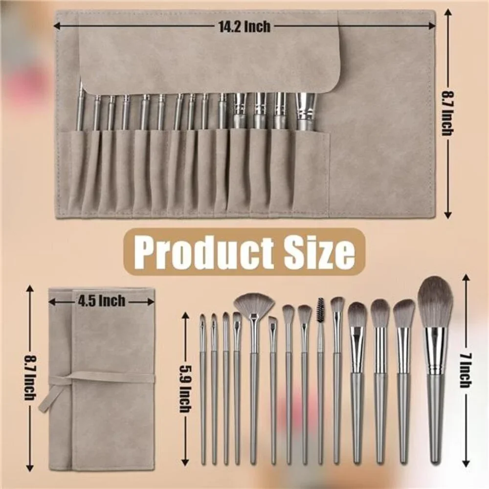 Makeup 14pc Brush Set w/ Pouch Professional Eye and Face Foundation Brush Set